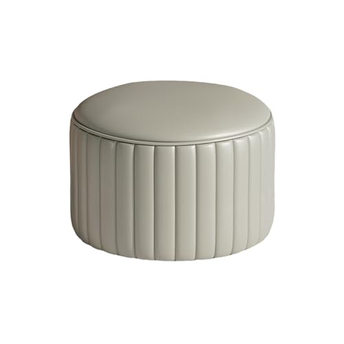 Ktrezs PU-Leder Runder Hocker, 36 * 36 * 24 cm Nicht Rutschfeter Fußstopp, Stapelbares Design, Schwammsitz Mit Hoher Dichte, Mehrere Farben, Keine Baugruppe, Kompakte Fußstütze Grey von Ktrezs