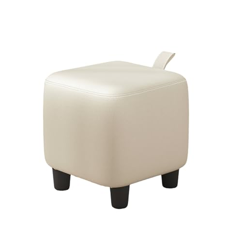 Ktrezs PU -Leder -Sitzwürfel, Stapelbarer Sofa -Stuhlhocker Mit Tragbarem Griff, Rechteck Foolstool Ottomans Für Couch, wasserdichte Bewegliche Spulenkostenstuhl Für Wohnzi Beige-M von Ktrezs