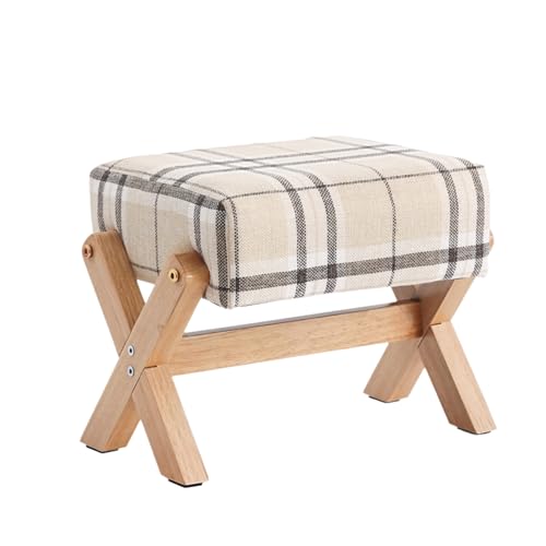 Ktrezs Rechteckiger X -Beinfußhocker, 27 cm Höhe Fußstütze -Ottomane mit Holzbeinen, Sofa -Tee -Sitzhocker mit gepolstertem Schuhbank Sitz für Wohnzimmer Schlafzimmer Einga A von Ktrezs