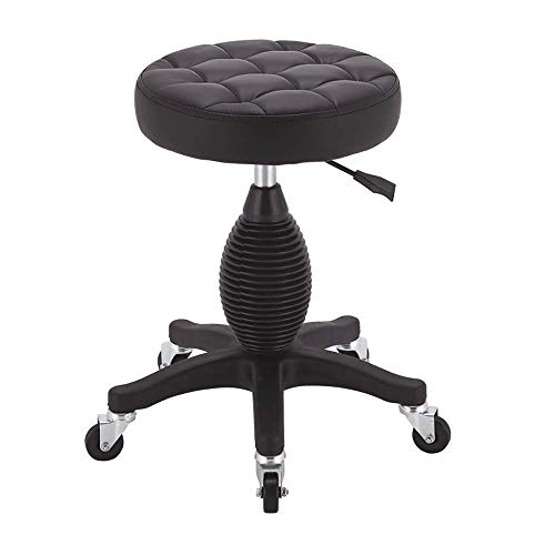 Ktrezs Rollbarer Hydraulischer Salonhocker,Höhenverstellbarer Rollender Drehhockerstuhl Mit Runder Sitzfläche Für Spa,Geschäft,Salon,Arztpraxis,Arbeit Oder Büro,Massagehock Black von Ktrezs