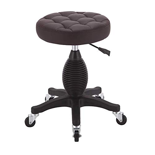 Ktrezs Rollbarer Hydraulischer Salonhocker,Höhenverstellbarer Rollender Drehhockerstuhl Mit Runder Sitzfläche Für Spa,Geschäft,Salon,Arztpraxis,Arbeit Oder Büro,Massagehock Brown von Ktrezs