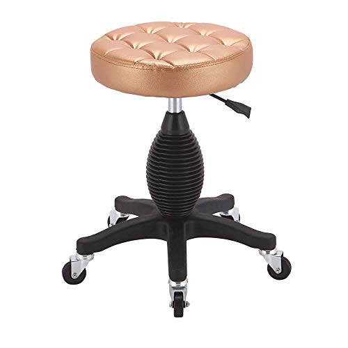 Ktrezs Rollbarer Hydraulischer Salonhocker,Höhenverstellbarer Rollender Drehhockerstuhl Mit Runder Sitzfläche Für Spa,Geschäft,Salon,Arztpraxis,Arbeit Oder Büro,Massagehock Gold von Ktrezs
