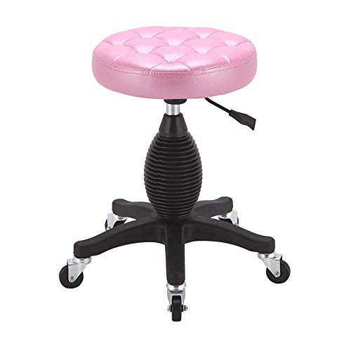 Ktrezs Rollbarer Hydraulischer Salonhocker,Höhenverstellbarer Rollender Drehhockerstuhl Mit Runder Sitzfläche Für Spa,Geschäft,Salon,Arztpraxis,Arbeit Oder Büro,Massagehock Pink von Ktrezs