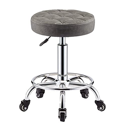 Ktrezs Round Rolling Stool PU Lederhöhe Verstellbare Ergonomische Spa -Barhocker Schwenk Dreharbeit Spa Medizinische Salonhocker Stuhl Mit Rädern Und Weiche Sitzplatten Grey von Ktrezs