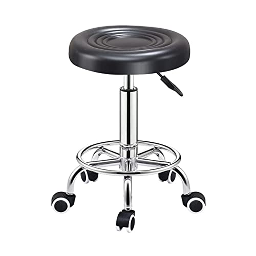 Ktrezs Round Rolling Stuhl Stuhl PU Lederhöhe Verstellbarer Ladenhocker Schwenkprozess Arbeit Spa Salon Hocker Mit Rädern Bürostuhl Manicure Work Office Massage Stools Black von Ktrezs