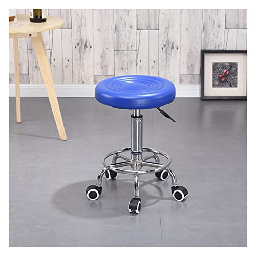 Ktrezs Round Rolling Stuhl Stuhl PU Lederhöhe Verstellbarer Ladenhocker Schwenkprozess Arbeit Spa Salon Hocker Mit Rädern Bürostuhl Manicure Work Office Massage Stools Blue von Ktrezs