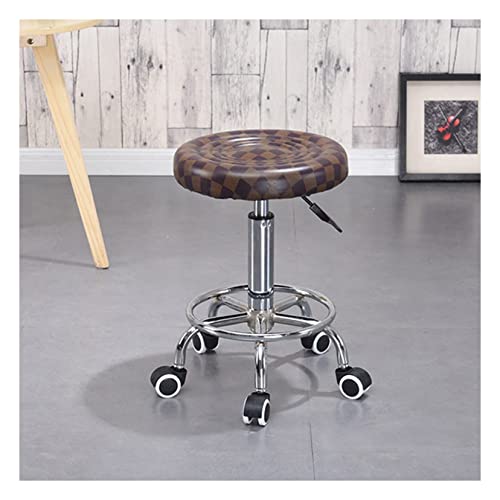 Ktrezs Round Rolling Stuhl Stuhl PU Lederhöhe Verstellbarer Ladenhocker Schwenkprozess Arbeit Spa Salon Hocker Mit Rädern Bürostuhl Manicure Work Office Massage Stools Brown von Ktrezs