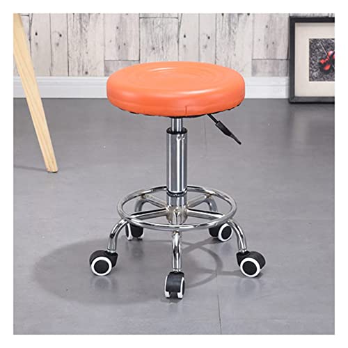 Ktrezs Round Rolling Stuhl Stuhl PU Lederhöhe Verstellbarer Ladenhocker Schwenkprozess Arbeit Spa Salon Hocker Mit Rädern Bürostuhl Manicure Work Office Massage Stools orange von Ktrezs