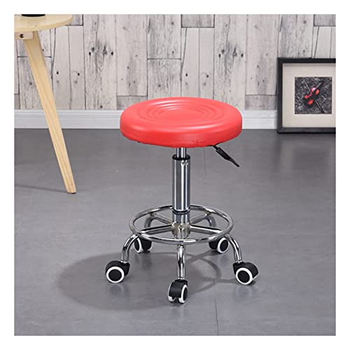 Ktrezs Round Rolling Stuhl Stuhl PU Lederhöhe Verstellbarer Ladenhocker Schwenkprozess Arbeit Spa Salon Hocker Mit Rädern Bürostuhl Manicure Work Office Massage Stools red von Ktrezs
