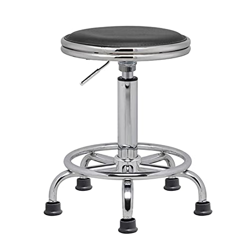 Ktrezs Round Rolling Stuhlstuhl Mit 5 Stummen Rädern PU Lederhöhe Verstellbarer Drehtrieb Arbeit Spa Shop Salon Stuhl Mit Rädern Bürostuhl Black von Ktrezs