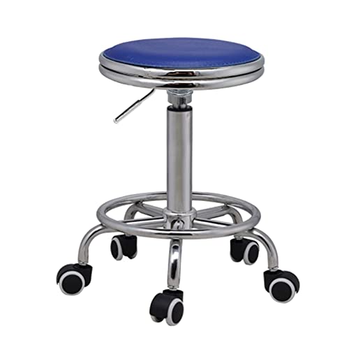 Ktrezs Round Rolling Stuhlstuhl Mit 5 Stummen Rädern PU Lederhöhe Verstellbarer Drehtrieb Arbeit Spa Shop Salon Stuhl Mit Rädern Bürostuhl Blue 1 von Ktrezs