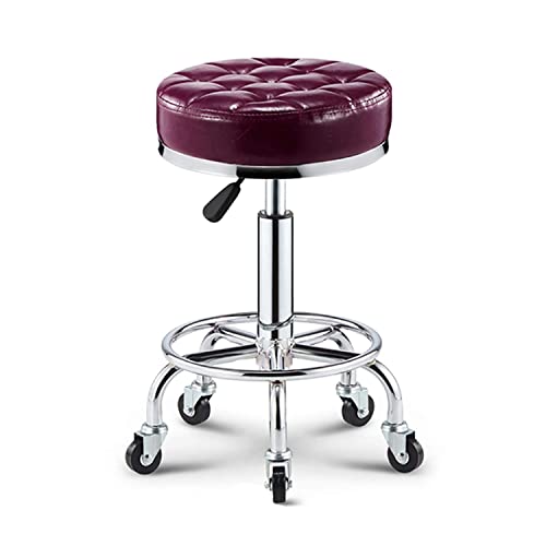 Ktrezs Runde PU Leder Rollinghocker mit Fußstütze und 5 Räder Höhe einstellbar 360 ° Drehhockerstuhl für Spa Salon Zeichnung Tattoo Arbeitsmassage Task Stuhl Purple Ktrezs Runde PU Leder Rollinghocker mit Fußstütze und 5 Räder Höhe einstellbar 360 ° Drehhockerstuhl für Spa Salon Zeichnung Tattoo Arbeitsmassage Task Stuhl Purple von Ktrezs