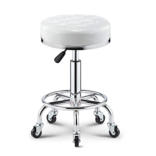 Ktrezs Runde PU Leder Rollinghocker mit Fußstütze und 5 Räder Höhe einstellbar 360 ° Drehhockerstuhl für Spa Salon Zeichnung Tattoo Arbeitsmassage Task Stuhl White Ktrezs Runde PU Leder Rollinghocker mit Fußstütze und 5 Räder Höhe einstellbar 360 ° Drehhockerstuhl für Spa Salon Zeichnung Tattoo Arbeitsmassage Task Stuhl White von Ktrezs