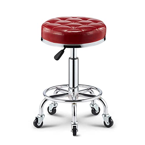Ktrezs Runde PU Leder Rollinghocker mit Fußstütze und 5 Räder Höhe einstellbar 360 ° Drehhockerstuhl für Spa Salon Zeichnung Tattoo Arbeitsmassage Task Stuhl red Ktrezs Runde PU Leder Rollinghocker mit Fußstütze und 5 Räder Höhe einstellbar 360 ° Drehhockerstuhl für Spa Salon Zeichnung Tattoo Arbeitsmassage Task Stuhl red von Ktrezs