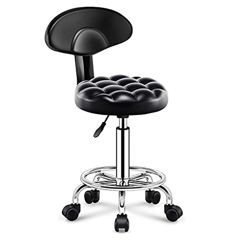 Ktrezs Schwarze Schwenkhocker mit Rädern Height verstellbares Rolling Spa Stuhl Rückenleuchte Deluxe Rundhöhe Pneumatische hydraulische verstellbare Rollinghocker für Büro Black 1 Ktrezs Schwarze Schwenkhocker mit Rädern Height verstellbares Rolling Spa Stuhl Rückenleuchte Deluxe Rundhöhe Pneumatische hydraulische verstellbare Rollinghocker für Büro Black 1 von Ktrezs