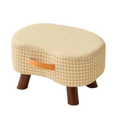 Ktrezs Stoffeingangsschuhbank mit Holzbeinen, breit gebogener rechteckiger Stuhl mit stapelbarem Design, ohne Baugruppe erforderlich, tragbarer Griff für Flur, Wohnzimmer (Beige von Ktrezs