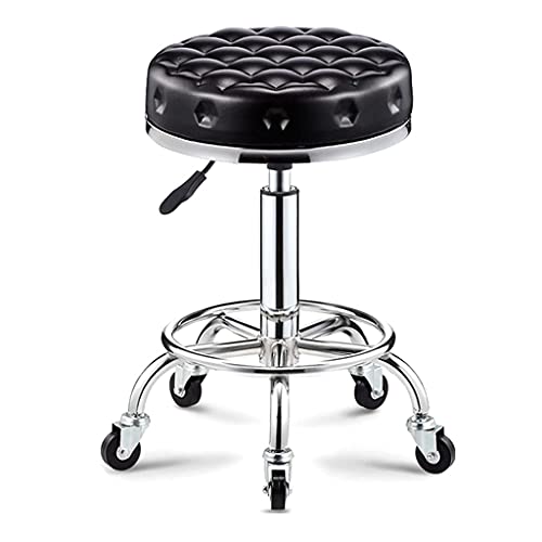 Ktrezs Theken Stuhl Unterstützende Verstellbare Hydraulische Rolling -Drehhocker -PU -Leder -Barhocker Für Massage Und Salon Office Facial Spa Medizinischer Tattoo Stuhlstu Black von Ktrezs