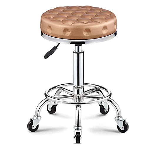 Ktrezs Theken Stuhl Unterstützende Verstellbare Hydraulische Rolling -Drehhocker -PU -Leder -Barhocker Für Massage Und Salon Office Facial Spa Medizinischer Tattoo Stuhlstu Gold von Ktrezs