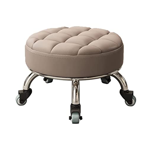 Runder Rollensitz kurzer Hocker mit universellen schwenkbaren Gießmaschinenrädern Leder kleine niedrige kleine Hocker auf Rädern für zu Hause Garage zum Sitzen auf n Grey 1 Runder Rollensitz kurzer Hocker mit universellen schwenkbaren Gießmaschinenrädern Leder kleine niedrige kleine Hocker auf Rädern für zu Hause Garage zum Sitzen auf n Grey 1 von Ktrezs
