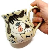 Basset Hound Becher Süßer Lustiger Hund Keramiktasse Brauner & Weißer Niedliche Kaffeetasse Hundeliebhaber Tasse Glück Ist Mit Einen von KuCaCeramics