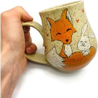 Beste Freunde Tasse Kleine Liebe Dich Niedliche Pelzige Fuchs Und Hase Valentinstag Geschenk Ostertasse Herzen Keramiktasse von KuCaCeramics