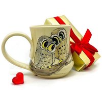 Eule Liebe Becher Niedliche Eulen Paar Zwei Valentinstag Kaffeetasse Eulenliebhaber Geschenk Handgemachte Keramiktasse von KuCaCeramics