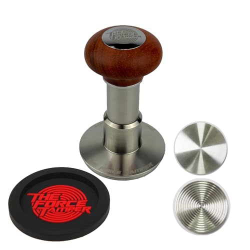 KuGuo The Force Tamper, automatischer Schlag, einstellbarer konstanter Druck und automatische Nivellierung, Kaffee-Tamper, rötlich-braune Qualle, Holzgriff-Set Pro (Satz erweitern, 58.35mm) von KuGuo