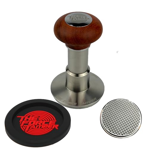 KuGuo The Force Tamper, automatischer Schlag, einstellbarer konstanter Druck und automatische Nivellierung, Kaffee-Tamper, rötlich-braune Qualle, Holzgriff-Set Pro (Waffel set, 58.50mm) von KuGuo