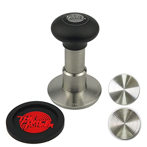 KuGuo The Force Tamper automatischer Schlag einstellbarer konstanter Druck und automatische Nivellierung Kaffee-Tamper Schwarz Matte Quallen Aliuminum Griff Set Pro (Set erweitern, 58.35mm) von KuGuo