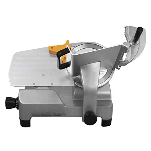 Gastro Aufschnittmaschine mit 30cm/ 300mm Messer Schrägschneider mit Schnittguthalter, Schubhilfe und integrierter Schärfevorrichtung Kommerzieller Allesschneider Fleisch Käse Gemüse Brot Aufschnitt von KuKoo