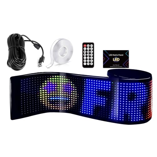 LED Groß Laufschrift Programmierbares 90x19.2cm Anzeigetafel, Flexibles Digitales Scrolling Panel, LED Devil's Eyes Lkw Augen Lampe, Benutzerdefiniertem DIY Bilder Dislplay&Uhrzeiten, Bluetooth von Kuabiz