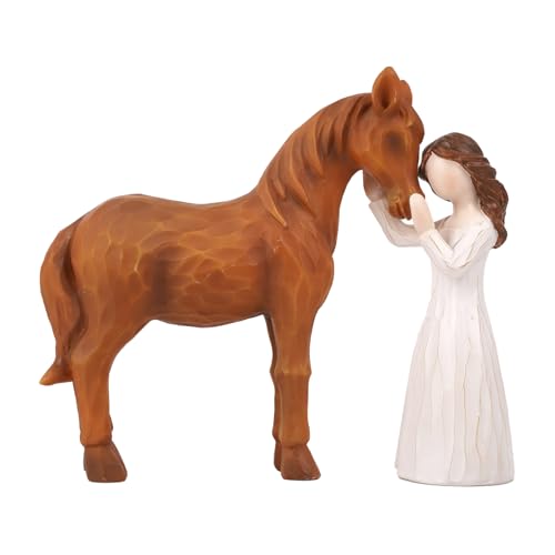 Frauen Pferd Statue, Engel Positiver Hug Pferd Skulptur Home Decor Stehendes Figuren, Harzengel Statue Ornament Heimdekoration Gedenkgeschenke, Schutzengel Pferd Symbolisches Ein Stern wacht über Dir von Kuabiz