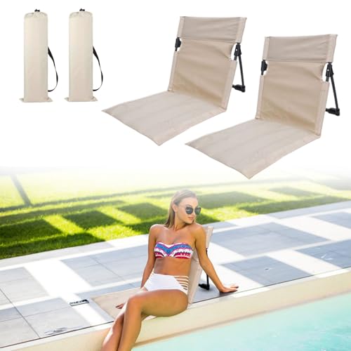 Kuabiz Faltbare Poolstühle, tragbarer Poolsitz für Poolkante, faltbarer Strandstuhl, bietet Rückenunterstützung mit Tragetasche für Camping, Picknick, Rasen, Schwimmbäder, Sommerparty-Zubehör, 2 Stück von Kuabiz