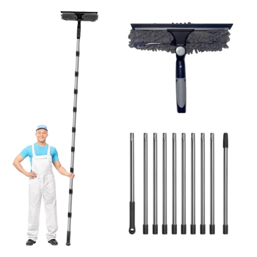 Profis Fensterwischer Teleskop Glas Fensterabzieher, All-In-One 4.25M Fensterreiniger mit Wasserschieber, Auto Fensterputzer mit 25CM Mikrofasertuch für Hohe Fenster Im Innen und AußEnbereic Profis Fensterwischer Teleskop Glas Fensterabzieher, All-In-One 4.25M Fensterreiniger mit Wasserschieber, Auto Fensterputzer mit 25CM Mikrofasertuch für Hohe Fenster Im Innen und AußEnbereic von Kuabiz