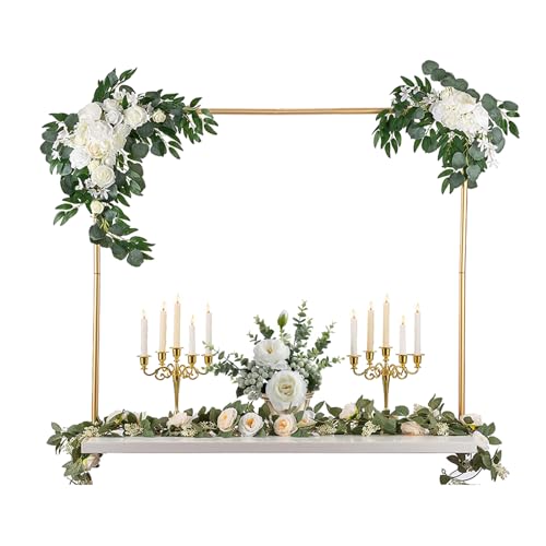 Große Tisch Hochzeitsbogen, Metall Ring Ballon Tischbogen Gestell Kreis Kulissenständer, Metallrahmen Gartenbogen Blumenregal für Party Events Zerem,mit Verstellbar 108-71 Hoch,250–73 cm Länge von Kuabiz