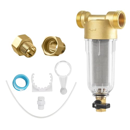 Wasserfilter Filter Feinheit 100μm,Vorfilter Sedimentfilter 1 Zoll Sedimentwasserfilter, Ausspülbarer Siebfilter, Wiederverwendbare Ersatzfilter Für Brunnenwasserschlauch von Kuabiz