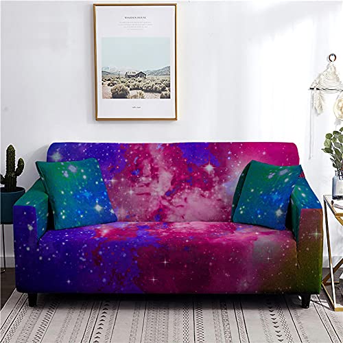 KuaiLe Store Schonbezug Sofahusse - Stretch Sofabezug Bunter Sternenhimmel Bedruckter Elastischer Sofabezug Universal Sofabezug Weich Waschbar 1 2 3 4 Sitzer Möbelschutzbezug,Style4,1 Sitzer 90,140Cm von KuaiLe Store