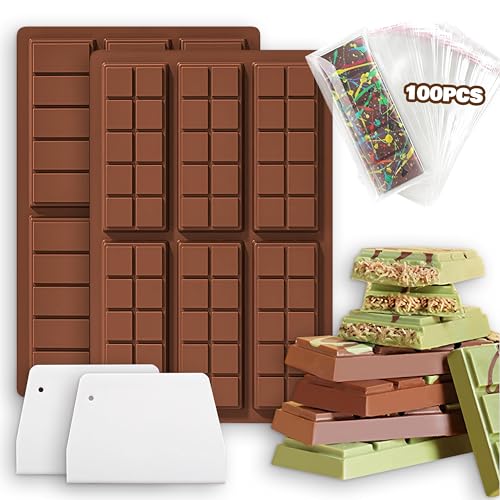 2 Stück Schokoladenform Silikon Tief, Silikonform Schokoladentafel, Dubai Schokoladentafel Form BPA frei, Schokoformen Silikon für Schokolade Pudding Süßigkeiten von Kuaikely