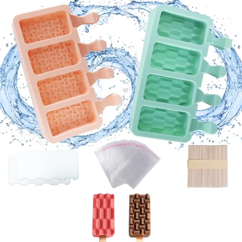 Eisformen Eis am Stiel, Cakesicles Form, Eis Formen Silikon für Stieleis, BPA Frei Wiederverwendbar Popsicle Cakecicles Backformen, DIY Eis Selber Machen Formen für kinder und Erwachsener(Gitter) von Kuaikely
