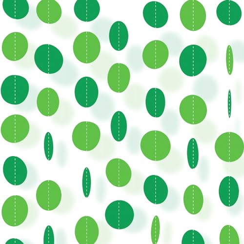5 Stück grüne Kreise Punkte Girlande Luftschlangen Party Dekorationen für Geburtstag Hochzeit Klasse Party Thanksgiving Weihnachten Dekoration Neujahr Abschlussfeier (15 m insgesamt) (grün) von Kuailaihai