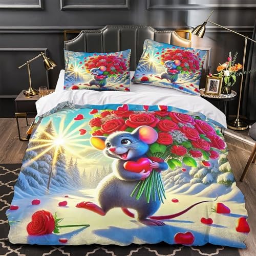 KuangGeKG Der Der Wolf Bettbezug 2er BettwäscheSet Bunte Tiere 3D Druck Mit Reißverschluss Und Kissenbezug Mikrofaser Gemütlich Für Erwachsene,Jugendliche,Kinder Single（135x200cm） von KuangGeKG