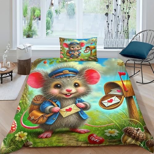 KuangGeKG Der Der Wolf Bettbezug 2er BettwäscheSet Bunte Tiere 3D Druck Mit Reißverschluss Und Kissenbezug Mikrofaser Gemütlich Für Erwachsene,Jugendliche,Kinder Single（135x200cm） von KuangGeKG