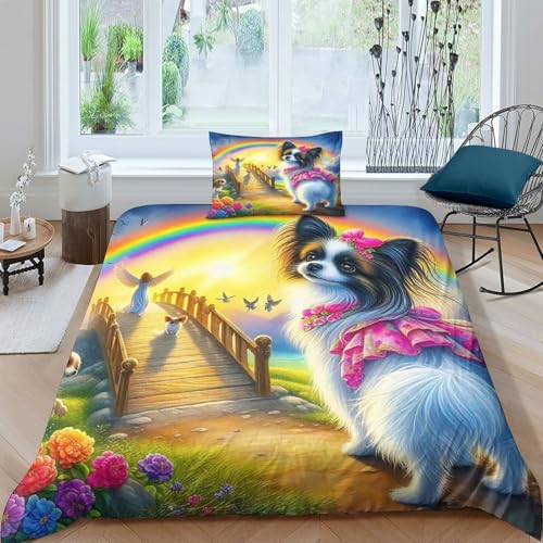 KuangGeKG Fuchs Bettbezug 2er Bettzeug-Set Bunte Tiere 3D Druck Mit Reißverschluss Und Kissenbezug Mikrofaser Gemütlich Für Erwachsene,Jugendliche,Kinder Single（135x200cm） von KuangGeKG