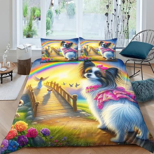 KuangGeKG Nine-Tailed Fuchs Bettbezug 2er BettwäscheSet Bunte Tiere 3D Druck Mit Reißverschluss Und Kissenbezug Mikrofaser Abriebfest Für Erwachsene,Jugendliche,Kinder Single（135x200cm） von KuangGeKG