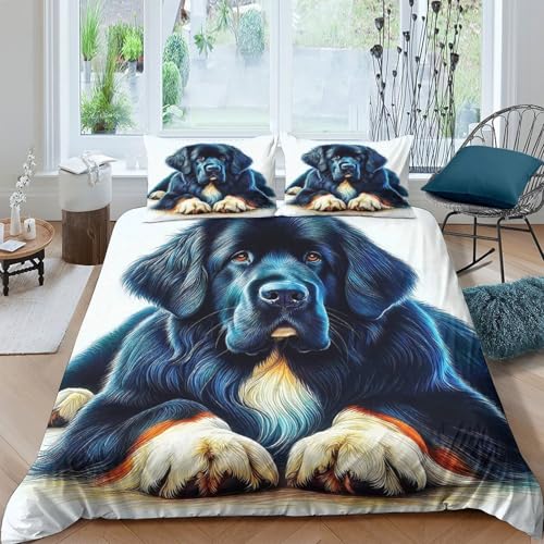 KuangGeKG Süße Hunde Bettbezug 2er BettwäscheSet Bunte Tiere 3D Druck Mit Reißverschluss Und Kissenbezug Mikrofaser Antibakteriell Für Erwachsene,Jugendliche,Kinder Single（135x200cm） von KuangGeKG