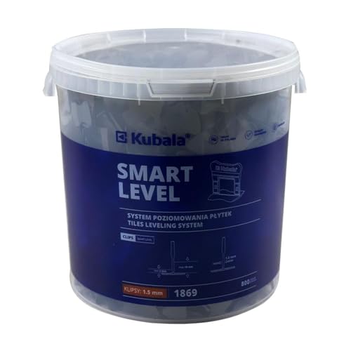 Kubala Smart Level Clips - 800 Stück für eine Fugenbreite von 1,5 mm im 20l Eimer - Fliesen Nivelliersystem - Zuglasche - Präzise Nivellierung für Fliesenprojekte von Kubala