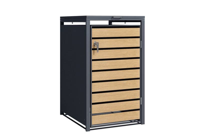 Kubus Mülltonnenbox Sento in Anthrazit mit stilvoller Holzoptik von Kubus