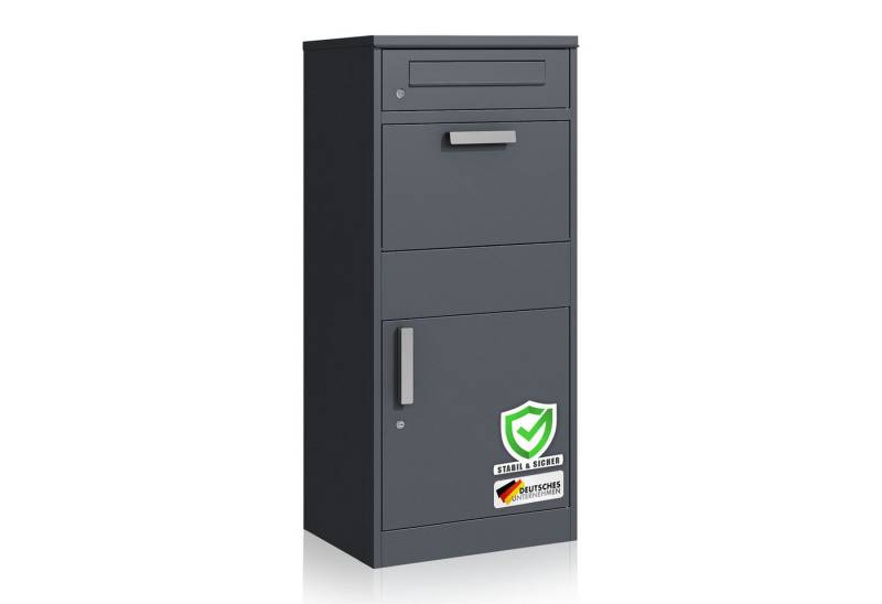 Kubus Paketbox mit Briefkasten Mathieu, Stahl-Paketkasten mit wasserfestem Schutz, Integriertes Schloss in Anthrazit von Kubus
