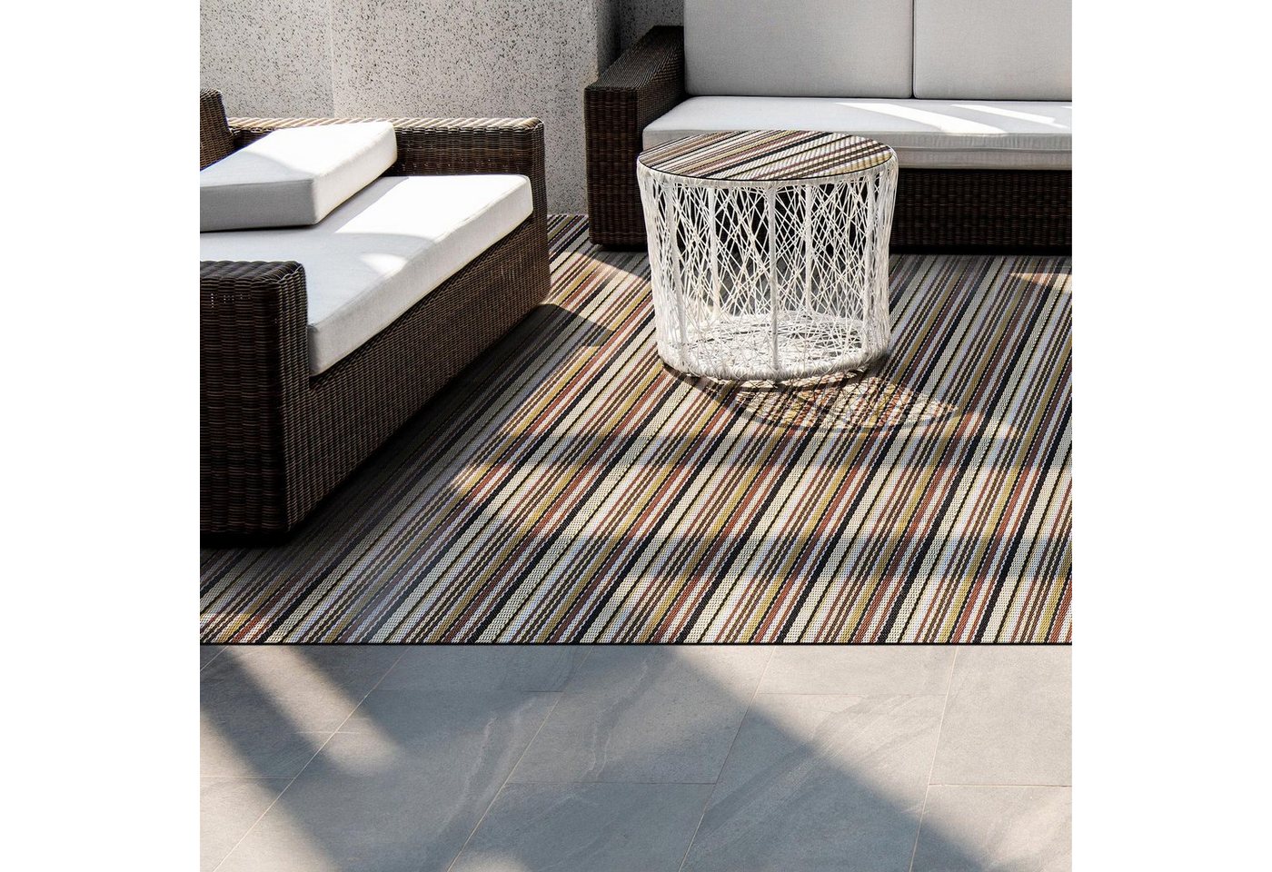 Outdoorteppich Tarquinia, für Innen & Außenbereiche geeignet, In 2 Größen erhältlich, Karat, rechteckig, als Läufer oder Auslegware von Karat