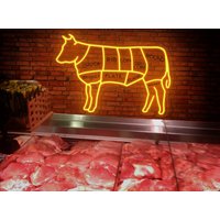 Kuh Neon Schild, Led Licht Wanddekor, Metzgerführer Fleisch Shop Schild Für Geschäft von KudetaStore